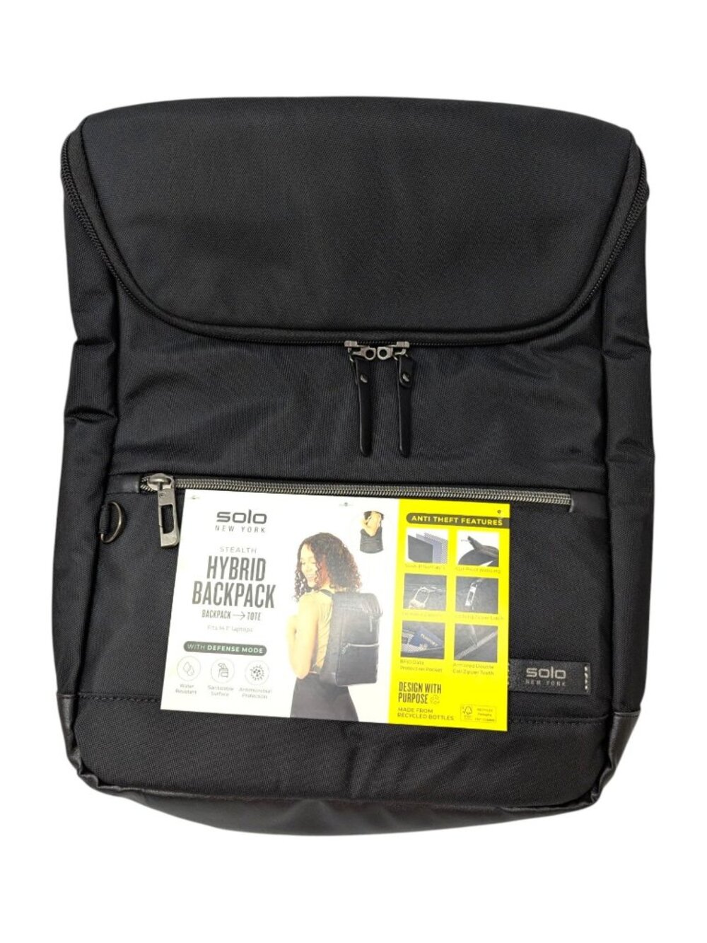 Solo Black Stealth Hybrid Backpack Laptop Travel Bag